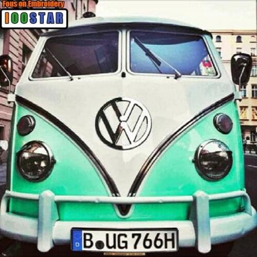 DIY 5D Diamond Painting cross stitch green bus ull square Diamond embroidery pattern Room Decorate Rhinestone Mosaic Picture