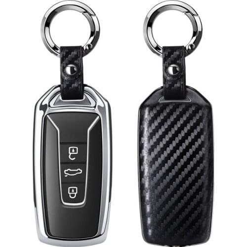 Genuine Leather Galvanized Alloy Case Key Cover for volkswagen vw touareg 2018 2019 2020 Car Key bag