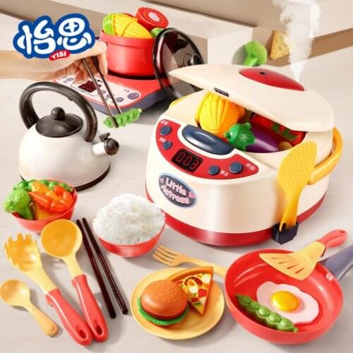 Baby Kitchen Toys 19pcs Simulation Electric Rice Cooker Interactive Toy Kitchen Food Pretend Play House Role Playing Girls Toys