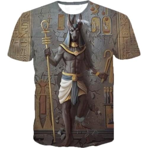 Pharaoh Anubis Mens T-Shirt 3D print Mysterious Retro Style O-neck mens short sleeve fashion casual oversized t shirt top tee