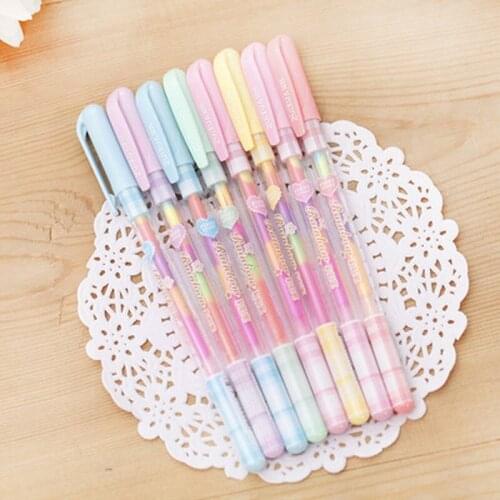 6 Colors Change Pen Paper Fluorescent Candy Color Gel Pen Marker Highlighter Childrens Painting Gift 0.8mm