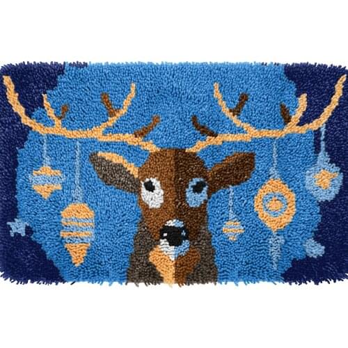 DIY Latch hook rug kit Carpets embroidery hook with Pre-Printed Pattern Carpet embroidery for Adults Crochet carpet Moose Home
