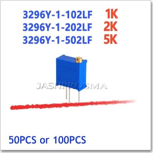 JASNPROSMA 3296Y 50PCS 100PCS 1K 2K 5K 102 202 502 Precision Adjustable 3296Y-1-102LF 3296Y-1-202LF 3296Y-1-502LF OHM