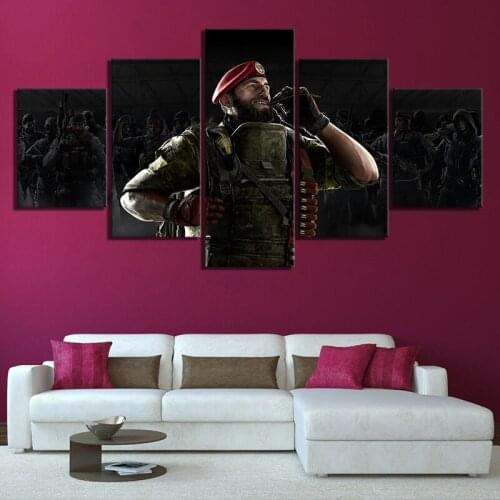 Home Decor Poster HD Pictures Prints Canvas 5 Piece Rainbow Six Siege Poster Pictures Game Living Room Art Decorative Painting