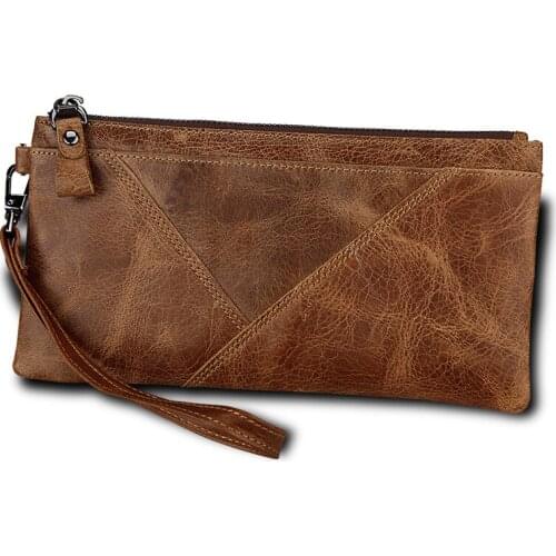 Luxury Handy Men Wallet Purse Male Clutch Bag With genuine leather Money Long Zipper men Credit Card holder protected RFID