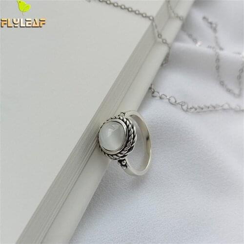 Round Twist Agate Rings For Women Real 925 Sterling Silver High Quality Fine Jewelry Femme Open Ring Vintage Elegant Flyleaf