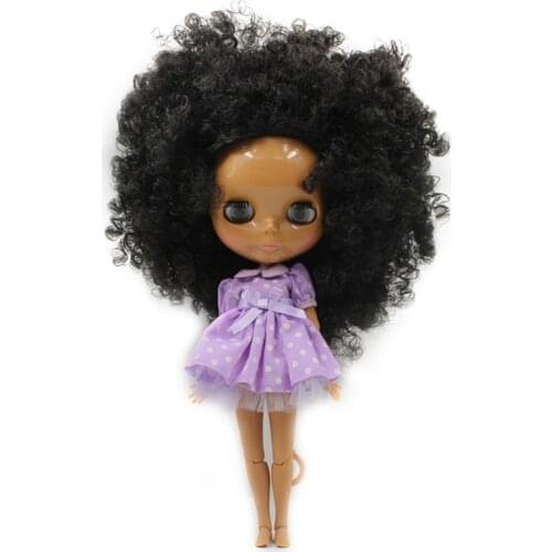 ICY DBS Blyth doll afro hair black hair dark skin joint body 1/6 bjd 30cm toy