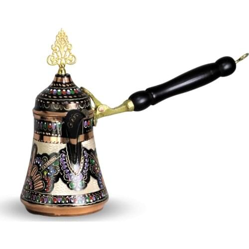 Morya Copper Turkish Coffee Pot Mocha Espresso Latte Ewer Vintage Jazzva Briki Coffee Pot Kettle Drink Tool Cafetiere Stovetop 300ml