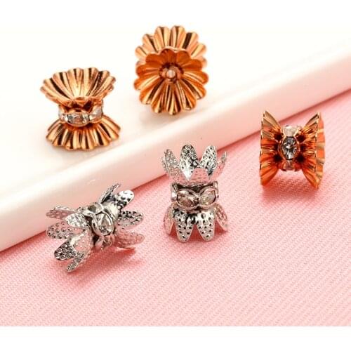 10 pcs Flower rhinestone metal spacer bead connectors DIY for Jewelry Making Bracelet Findings Necklace Accessories