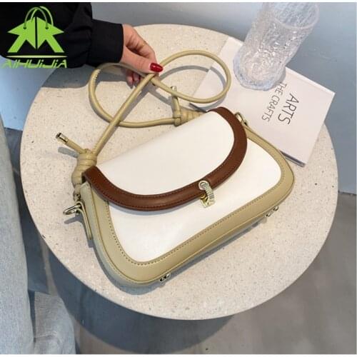 Fashion All-match Womens Color Contrast Shoulder Bags 2021 New High Quality Pu Leather Crossbody Bags For Women Travel Handbag