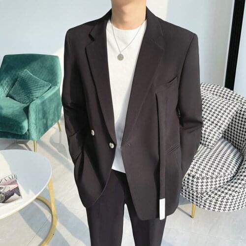 2021 Autumn High Quality Webbing Mens Suit Korean Casual Suits 2 Pieces Set Classic Office Work Party Prom Dress Male Clothing