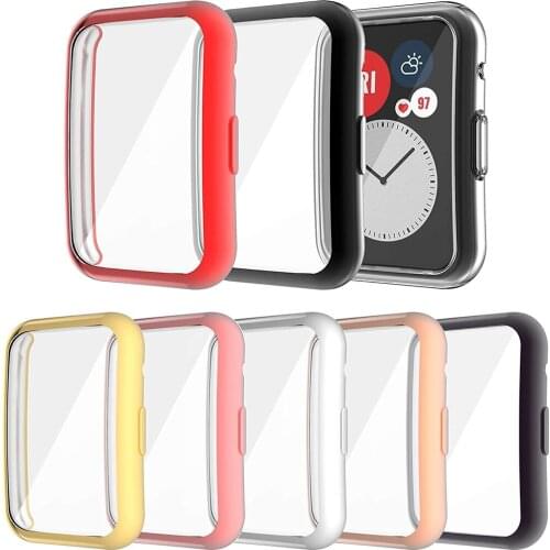 Soft Protective Cover For Huawei Watch Fit Case Full Screen Protector Shell Bumper Plated Cases For Huawei Fit Watch smartwatch