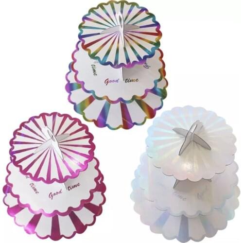 2020 New hot stamping colorful cake stand three-layer paper dessert table birthday party party venue decoration supplies