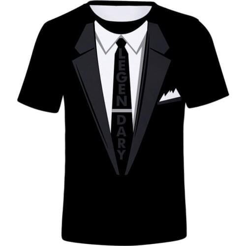 2021 New Summer Short Sleeve Streetwear Fake Suit Vest 3D T shirt Fashion Funny Fake Suit Tuxedo Bow Tie 3D Printed Men T shirts