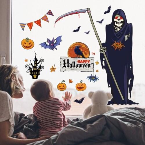 Wholesale Halloween Wall Sticker Grim Reaper Wall Sticker Shop Living Room Decoration Halloween Gifts for Party Holiday