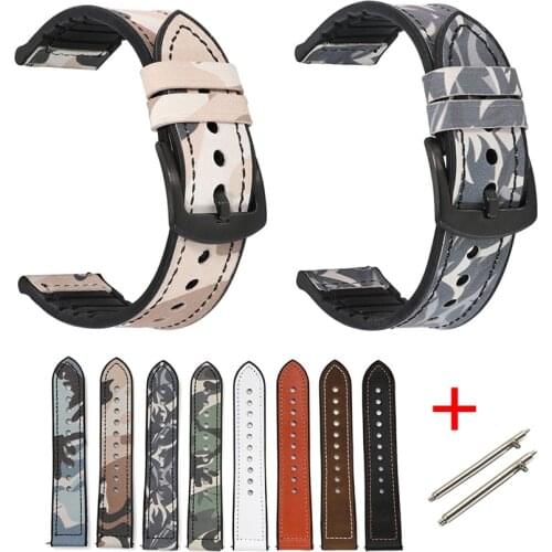 22mm 20mm Watch Strap For Samsung Galaxy 3 Watch 42mm 46mm GEAR S3 Active2 Genuine Leather Rubber Band Quick Realese Watchbands