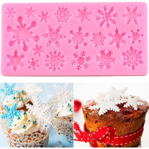 Christmas Snowflakes Silicone Mold DIY Cupcake Topper Fondant Molds Chocolate Cake Decorating Tools Candy Polymer Clay Moulds