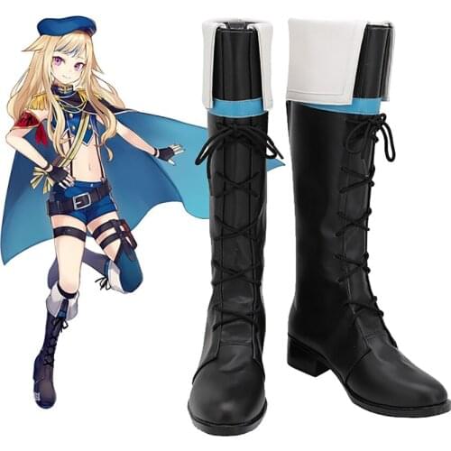 Youtuber Suzuki Hina Cosplay Boots Black Leather Shoes Custom Made Any Size