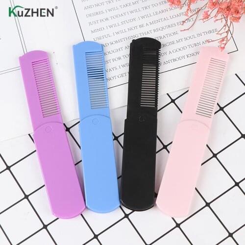 Pocket Size Folding Hair Brush With Mirro Travel Hair Comb Portable Fold Hair Brush Mirror Compact Purse Travel Combs