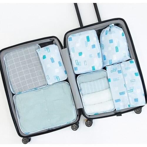 6 Pcs Set Oxford Luggage Packing Organizer Bag Waterproof Suitcase Storage Bag Travel Organizer Luggage Bags Travel Accessories