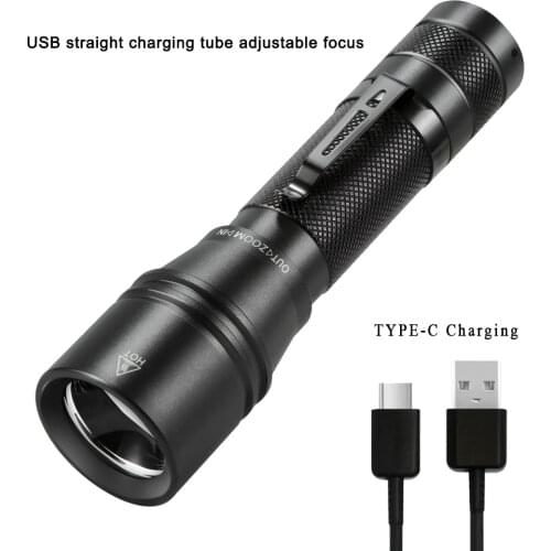 LED Flashlight Rechargeable Torch Waterproof Lamp Compact Adjustable Charging Flashlight 10W for Amping Outdoor Adventure