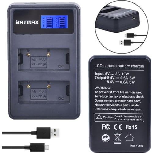 NP-W126 NP W126 NPW126 LCD Display USB Dual Charger For FijiFilm AX-1 AX-2 XE-1 XE-2 XM-1 X-Pro1 X-T1 X-T10 HS30ESR