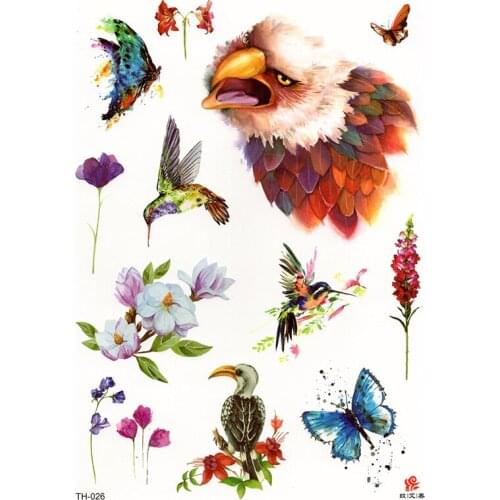 Bird Waterproof Temporary Tattoo Stickers for Adult ,Body Art Beautiful 3D Butterfly Fake Tattoo for Women