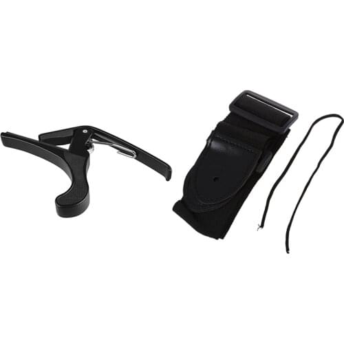 Premium Quick Change Folk Acoustic Electric Guitar Banjo Trigger Capo Key Clamp & Adjustable Guitar Strap 132 x 6cm