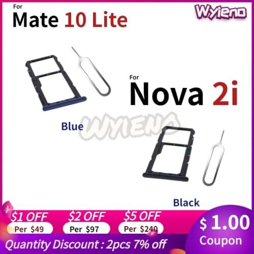 Wyieno For Huawei Nova 2i Mate 10 Lite honor 9i G10 Plus SIM Card Tray Holder SD Card Reader Slot Socket Adapter Replacement