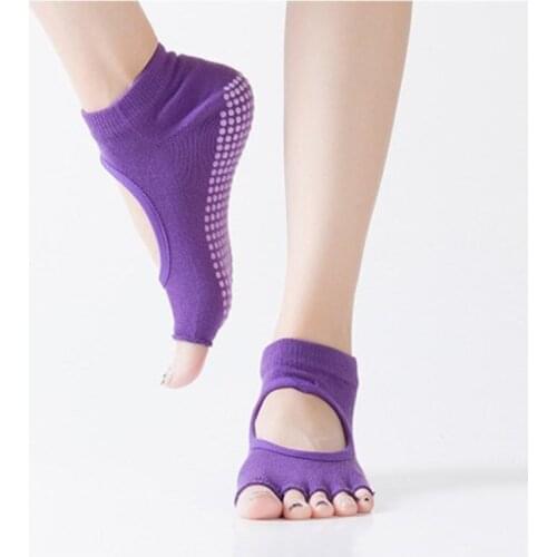 Women Yoga Backless Five Toe Anti-Slip Ankle Grip Socks Dots Pilates Fitness Gym Socks Ladies Sports Socks 10 Colors