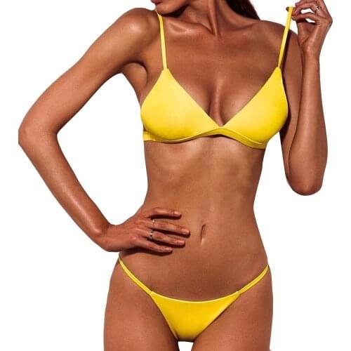 Women Push-Up Padded Bra Beach Bikini Set Swimsuit Solid Color Split Sexy Swimsuit Mature Woman Swimsuits Bikini Z0221