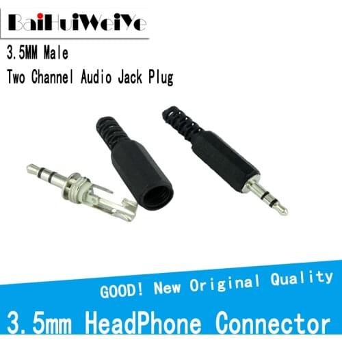 10Pcs High Quality 3.5mm HeadPhone Connector Male Two Channel Audio Jack Plug 3.5 Mm With Black Plastic Housing