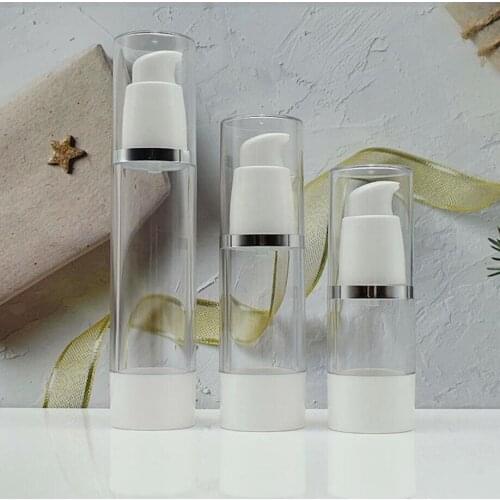 15ml plastic airless bottle white pump silver line lid for serum/lotion/emulsion/liquid foundation/eye essence/skin care packing