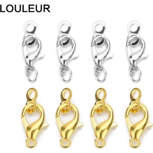 30pcs/lot 12 14mm Metal Lobster Clasps Hooks With 8 Rings End Clasps Connectors Necklace Bracelet Findings Jewelry Making