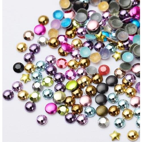 300pcs 5-7MM Mix Color 3D Tips Flat Drill Rhinestones Stone Nail Art DIY Jewelry Accessories Crystal Nail Art Decoration