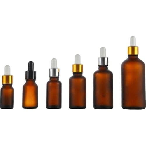360 x 5ml 10ml 15ml 20ml 30ml 50ml 100ml Essential Oil Frost Amber Bottle With Dropper Aluminum Ring For Liquid Reagent Pipette
