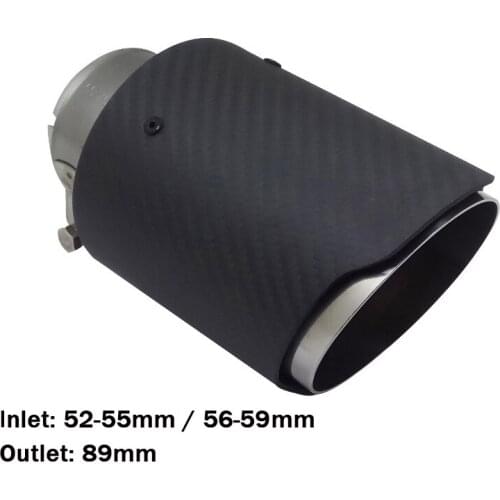 52-55mm 56-59mm Inlet 89mm Outlet Universal Car Exhaust Pipe Muffler Real End Tips Modified Pipe Real Carbon Fiber