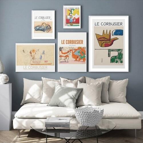 Abstract Cubism French Le Corbusier Exhibition Poster Print Canvas Painting Vintage Wall Art Picture for Living Room Home Decor