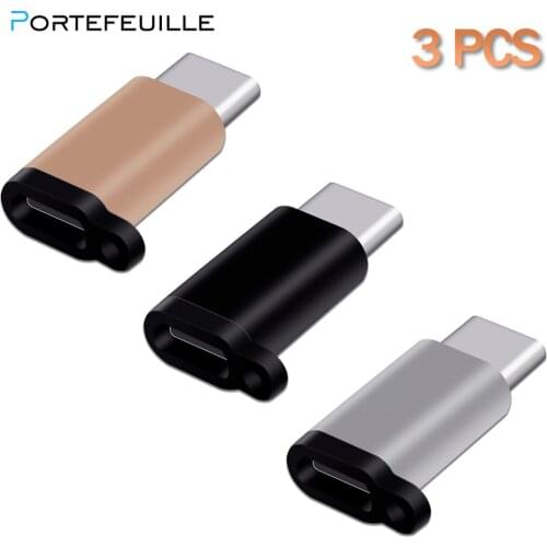 Portefeuille 3PCS Adapter Micro Usb To Type-C for Samsung Galaxy S8 S9 Plus Note 8 9 Converter Typec Charger For Huawei P9 Mate
