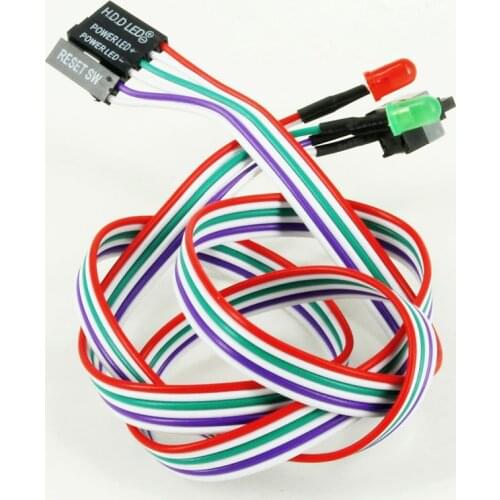 OULLX Computer host switch restart power supply with LED light chassis switch line Motherboard RESET/SW/HDD/POWER