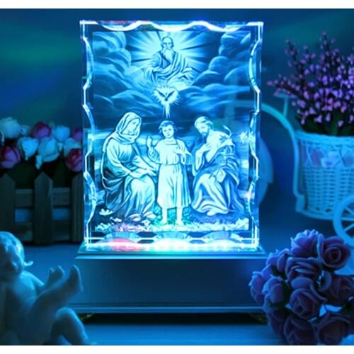 Large # Christianity Catholicism family effective blessing 3D crystal Holy Family Virgin Mary Christ Jesus God statue Ornament