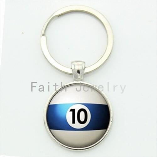 Number 10 Pool key chain Table Tennis sports Billiard Ball 10 keychain trending men jewelry handmade gift for best man KC470
