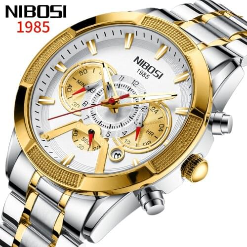 Relogio Masculino NIBOSI Original Watch Men Genuine Top Brand Luxury Sports Men Watch Big Dial Waterproof Stop Function