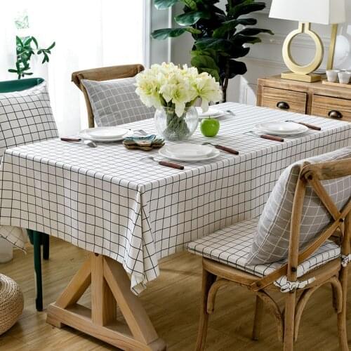 Black and white lattice Rectangular table cloth modern simplified polyester cotton plaid tablecloth customized table cover