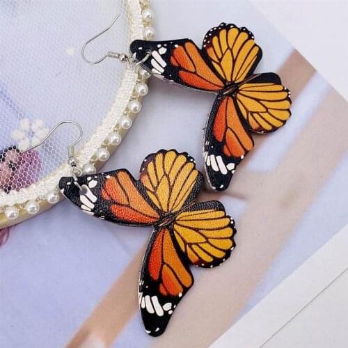 Coxeer 1 Pair Fashion Women Pendant Earrings Creative Glitter Butterfly Shape Pierced Earrings Jewelry Accessories For Party