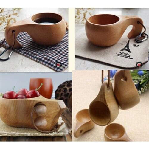 Handmade Beech Wooden Cups Nordic Style Finnish Traditional Outdoor Wood Wine Cups Elephant Coffee Tea Cups