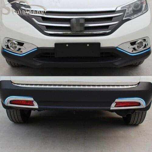 For Honda CRV 2012 2013 2014 Chrome ABS Car Front Fog Light Lamp and rear Light Lamp Cover Trim