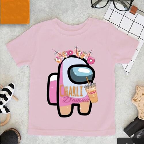 Kawaii girls t-shirt interesting Charli Damelio Coffee graphic childrens tshirt summer humor girls tshirt pink shortsleeve tops