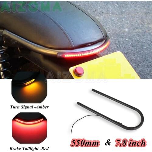 Cafe Racer Rear Frame Hoop Universal Long Seat Loop w/ LED Brake Signal Tail Light For Honda Yamaha RD XS XJR Triumph Bonneville