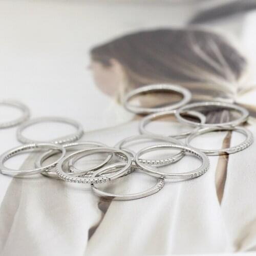 925 Sterling Silver Women Wedding Ring with Cubic Zircon Simple Trendy Style for Lovers Bridal Sets Fashion Accessories Jewelry